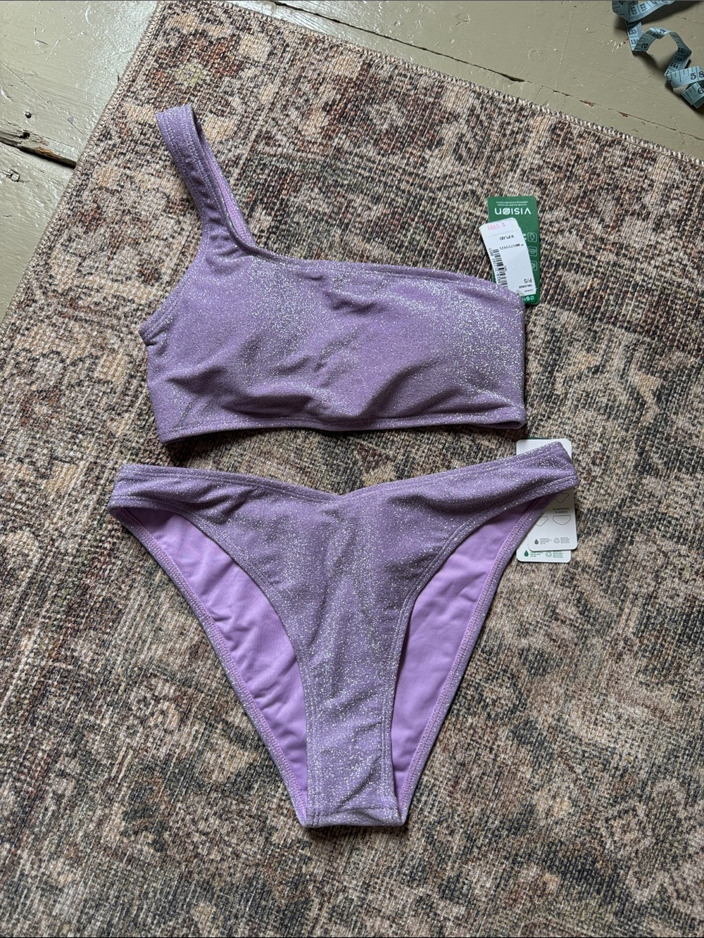 Simons Lilac One-Shoulder Bikini Top Set